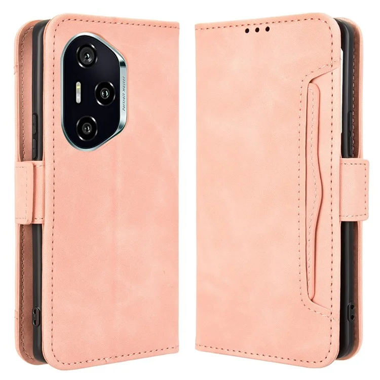 For Honor 300 Pro / 300 Ultra Leder Handyhülle mit Kartenfächern - Pink