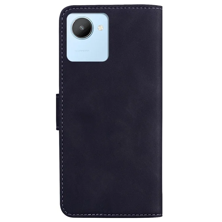 Capa de Celular Móvel para Realme C30 4G, Carteira Magnética à Prova de Choque Capa de Flip de Couro PU com Suporte - Preto