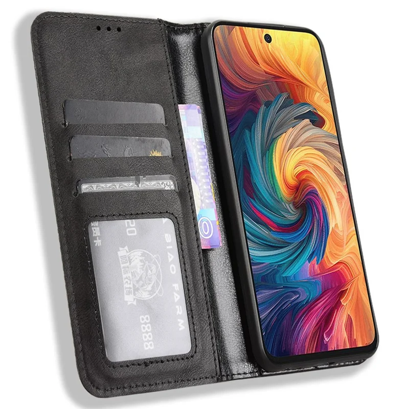 Étui portefeuille en cuir pour ZTE Blade V70 / nubia V70, support, texture rétro, housse de téléphone - Noir