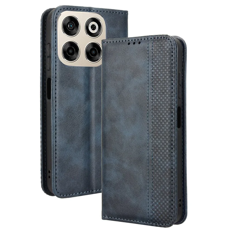 For ZTE Blade V70  /  nubia V70 Leather Case Wallet Stand Retro Texture Phone Cover - Blue