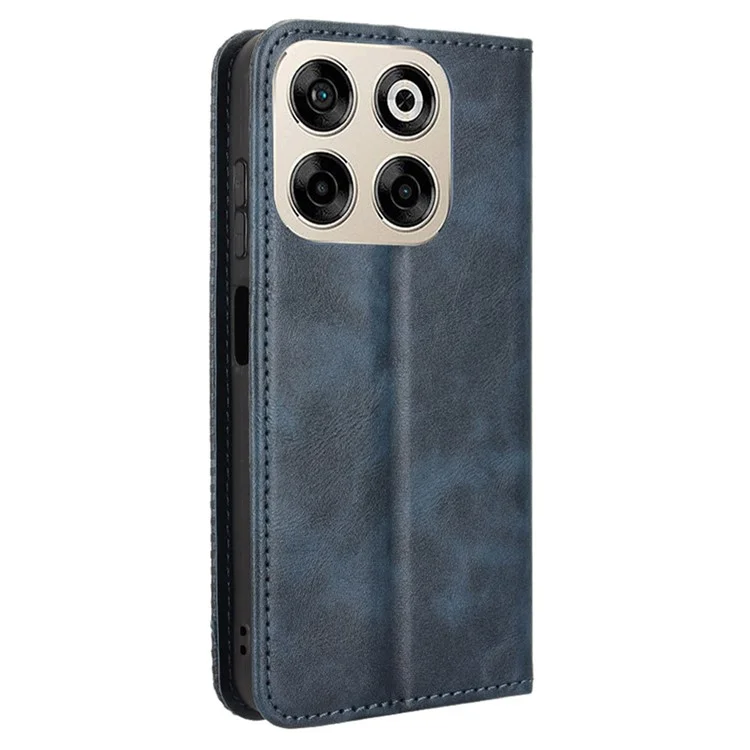 For ZTE Blade V70  /  nubia V70 Leather Case Wallet Stand Retro Texture Phone Cover - Blue