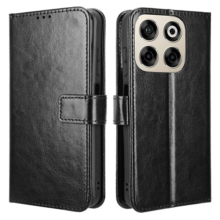 For ZTE Blade V70  /  nubia V70 Case Crazy Horse Texture PU Leather Phone Wallet Cover - Black