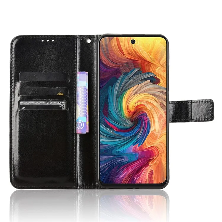For ZTE Blade V70  /  nubia V70 Case Crazy Horse Texture PU Leather Phone Wallet Cover - Black