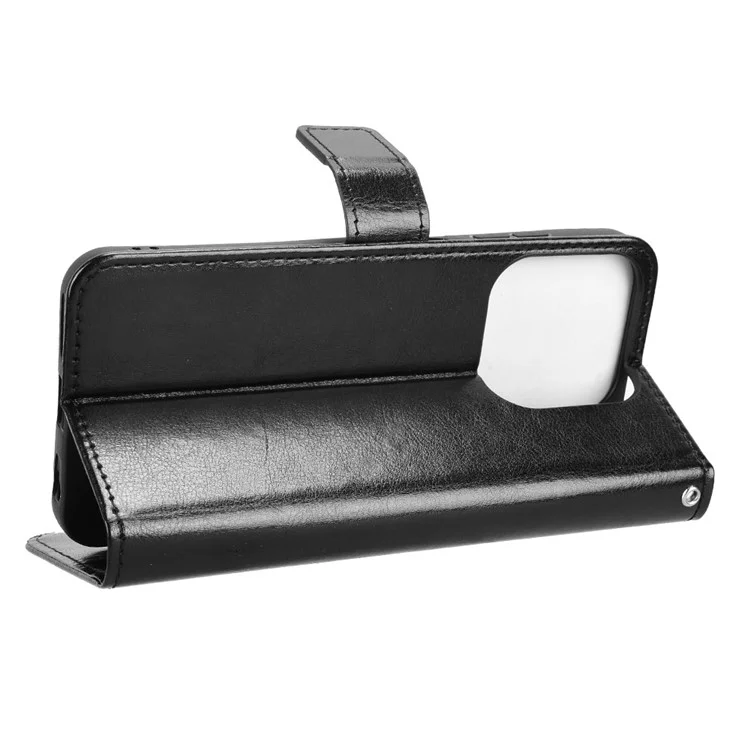 For ZTE Blade V70  /  nubia V70 Case Crazy Horse Texture PU Leather Phone Wallet Cover - Black