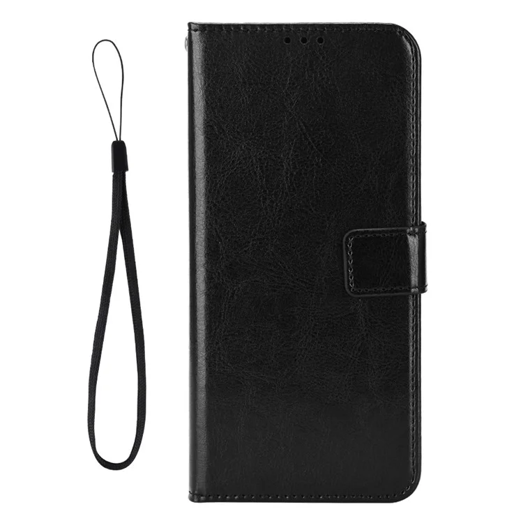 For ZTE Blade V70  /  nubia V70 Case Crazy Horse Texture PU Leather Phone Wallet Cover - Black