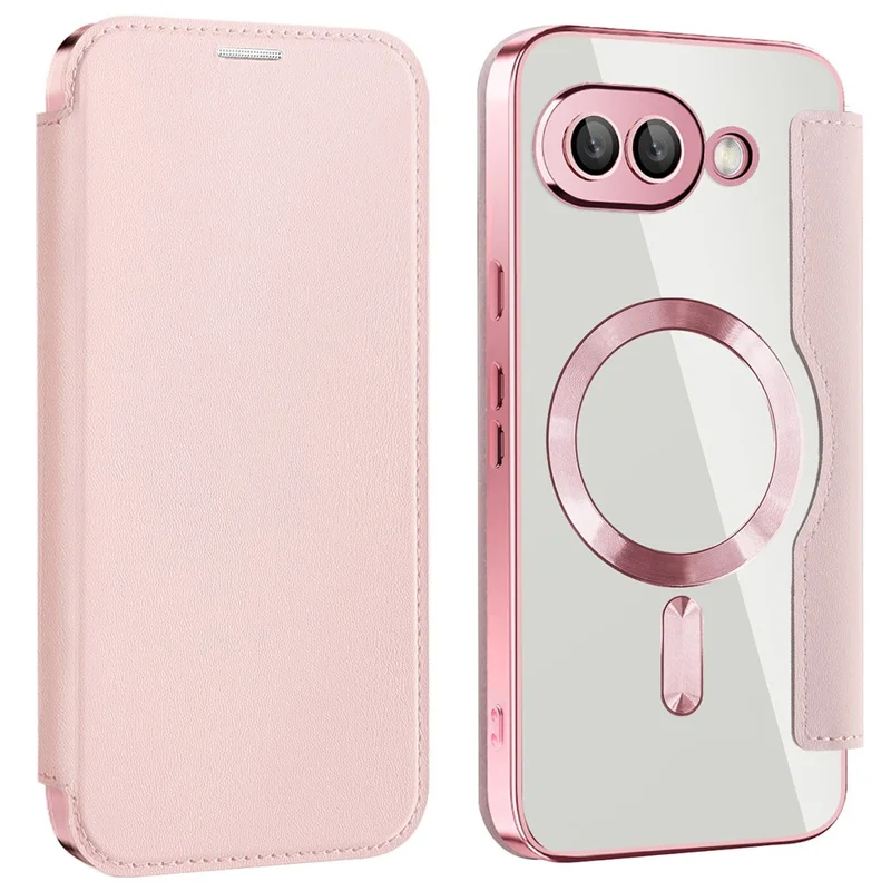 For Google Pixel 9a Magnetic Case RFID Blocking Leather Phone Cover - Pink