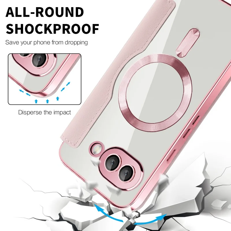 For Google Pixel 9a Magnetic Case Rhombus PU Leather Phone Cover - Pink