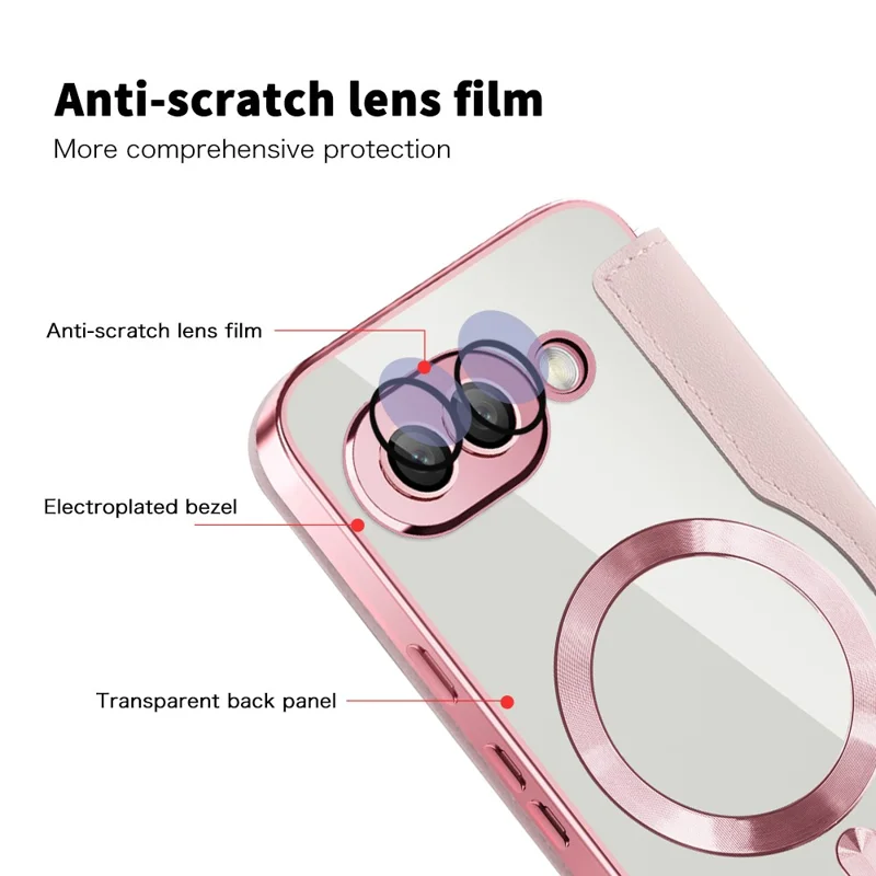 For Google Pixel 9a Magnetic Case Rhombus PU Leather Phone Cover - Pink