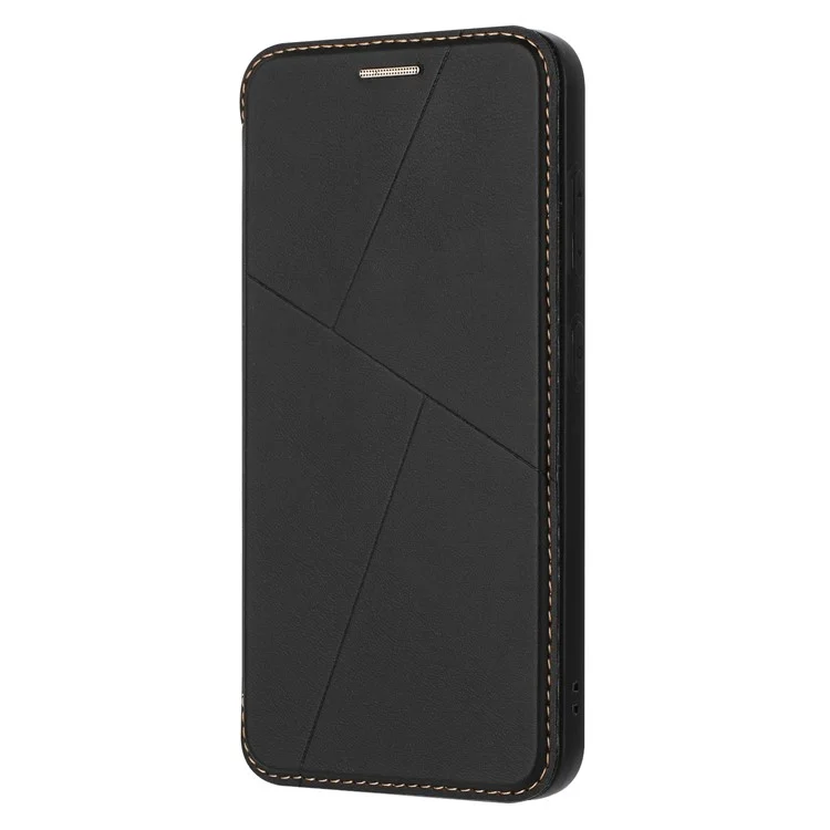 Чехол для Samsung Galaxy S25 с магнитной застежкой, слотом для карт и кожаным флип-кейсом - черный