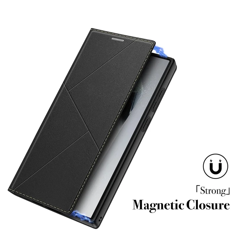Für Samsung Galaxy S25 Ultra Hülle Magnetverschluss Kartenfach Leder Flip Handyhülle - Schwarz