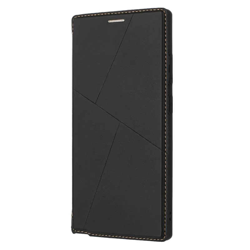 Für Samsung Galaxy S25 Ultra Hülle Magnetverschluss Kartenfach Leder Flip Handyhülle - Schwarz