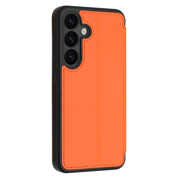 For Samsung Galaxy A55 5G Case Magnetic Closure Card Slot Leather Flip Phone Cover - Orange