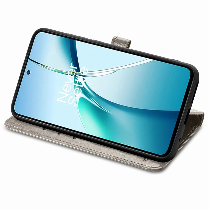 For Realme C75 4G Leather Wallet Case Flip Phone Cover with Cute Cat Dog Pattern - Grey