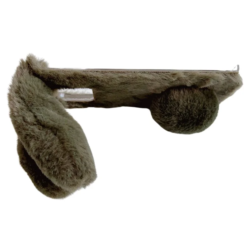 For Google Pixel 9 Pro Fold 5G Case Bunny Ears Winter Plush Hard PC Phone Cover - White