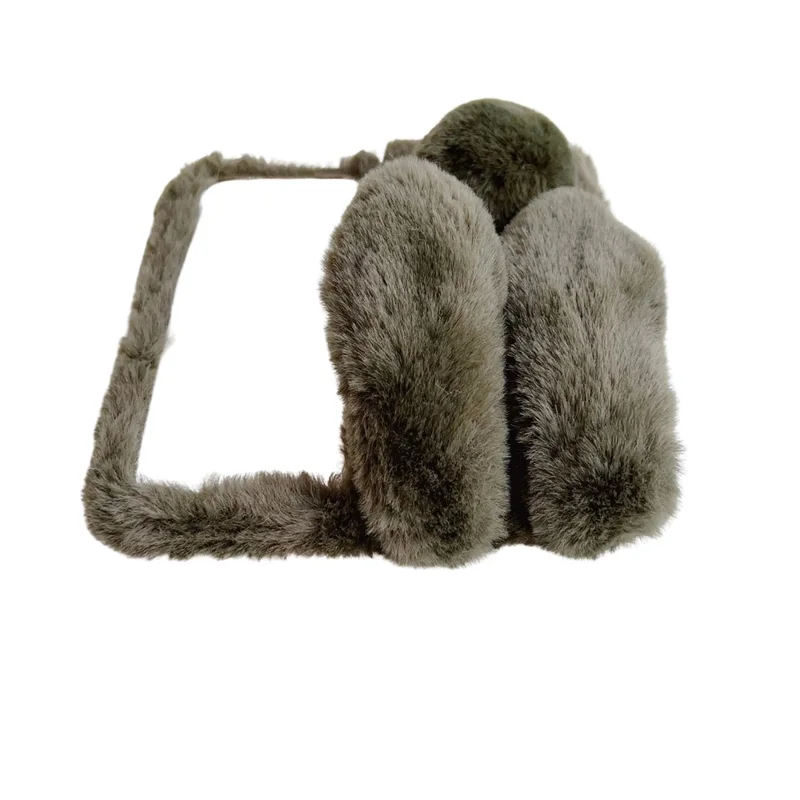 For Google Pixel 9 Pro Fold 5G Case Bunny Ears Winter Plush Hard PC Phone Cover - White