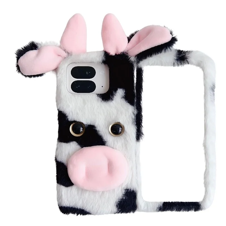 Capa para Google Pixel 9 Pro Fold 5G, fofa e fofa de vaca no inverno, com revestimento interno de TPU - Preta
