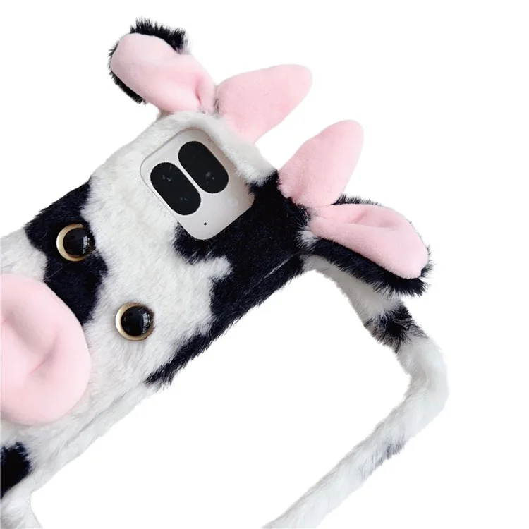 Capa para Google Pixel 9 Pro Fold 5G, fofa e fofa de vaca no inverno, com revestimento interno de TPU - Preta