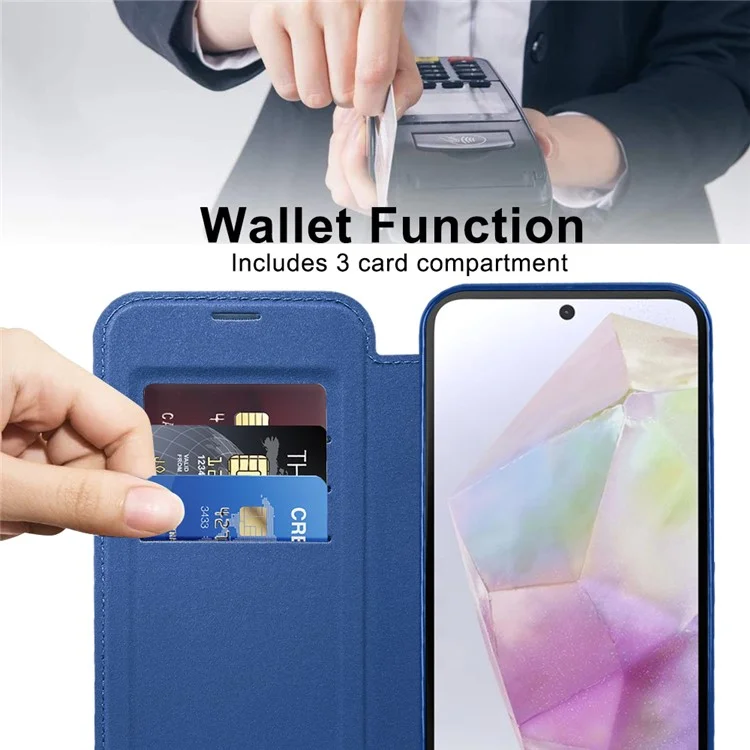 Étui pour Samsung Galaxy A36 5G compatible avec MagSafe, avec protection RFID en cuir - Saphir