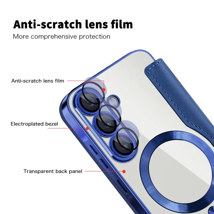 Étui pour Samsung Galaxy A36 5G compatible avec MagSafe, avec protection RFID en cuir - Saphir