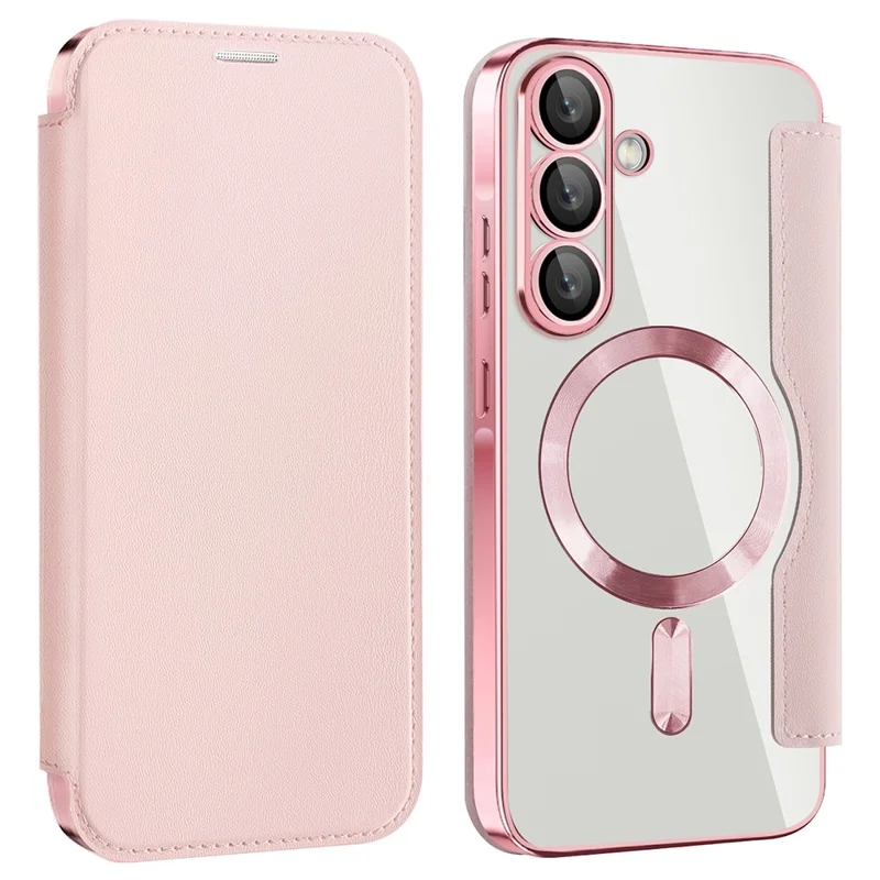 For Samsung Galaxy A36 5G Magnetic Case RFID Blocking Leather Phone Cover - Pink