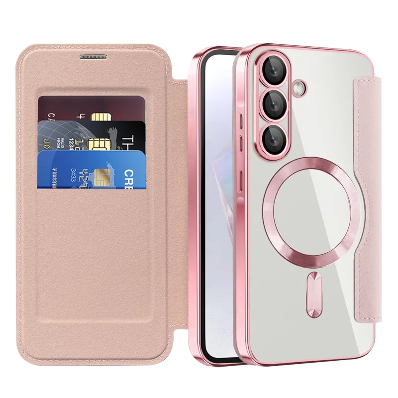 For Samsung Galaxy A36 5G Magnetic Case RFID Blocking Leather Phone Cover - Pink