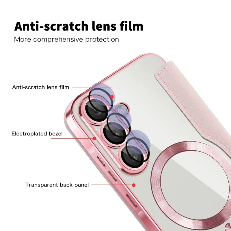 For Samsung Galaxy A36 5G Magnetic Case RFID Blocking Leather Phone Cover - Pink