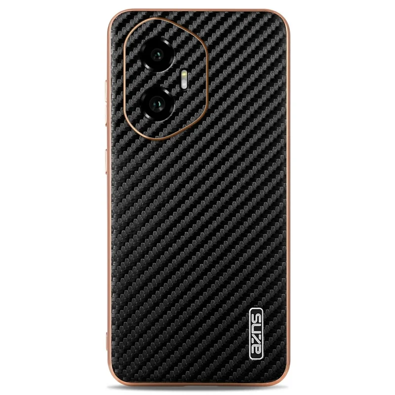 Capa de telefone AZNS For Honor 300 com textura de fibra de carbono, revestimento eletrolítico e material PU + TPU - Preto