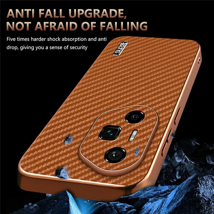 AZNS For Honor 300 Ultra Case Elektroplattierung Kohlefaser-Textur PU + TPU Handyhülle - Schwarz