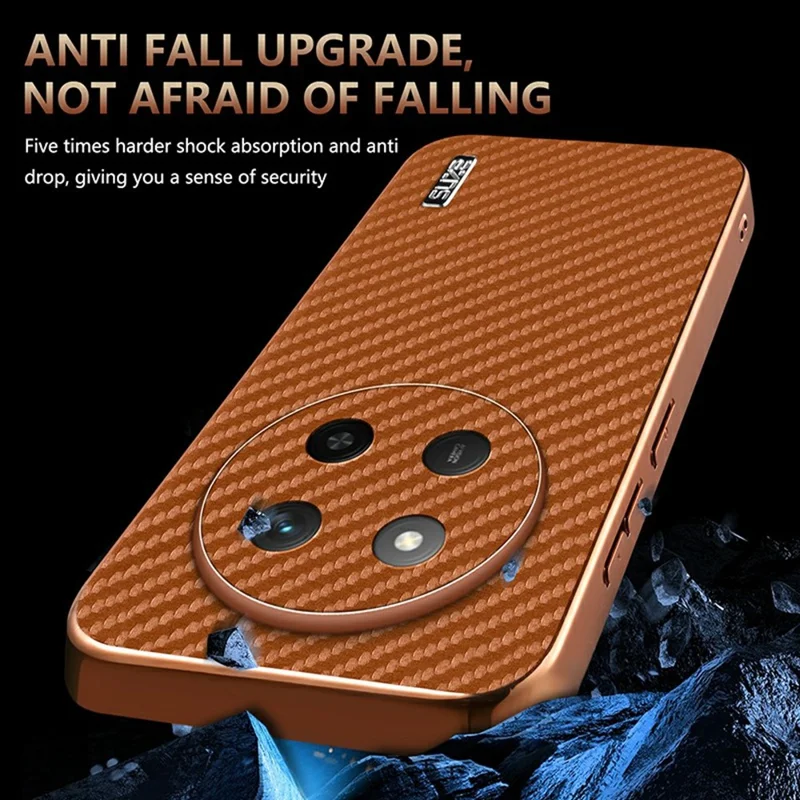AZNS For Honor X60 Pro 5G Чехол Electroplating Carbon Fiber Texture PU + TPU Phone Cover - Черный