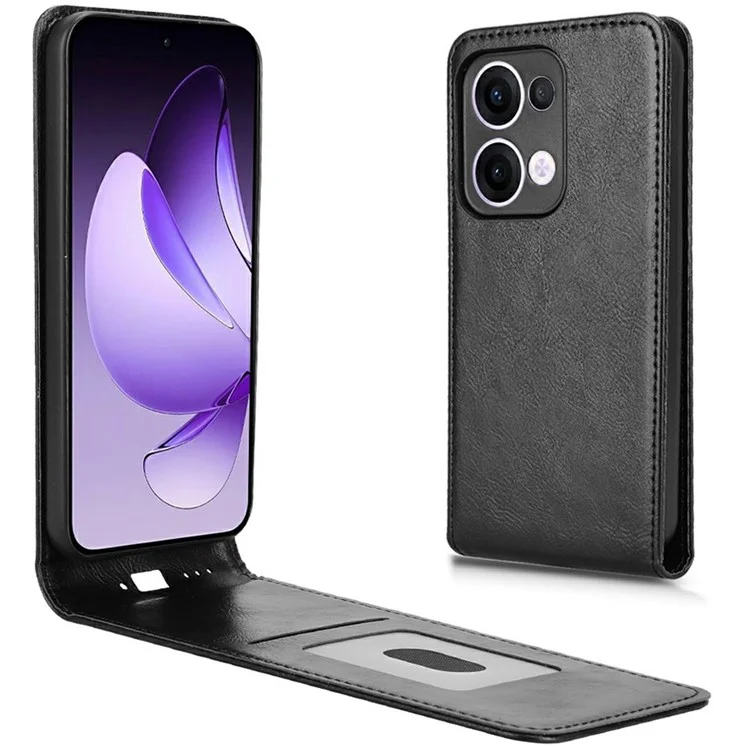 Custodia per Oppo Reno13 5G (Globale) con slot per schede, magnetica, flip verticale in pelle - Nero