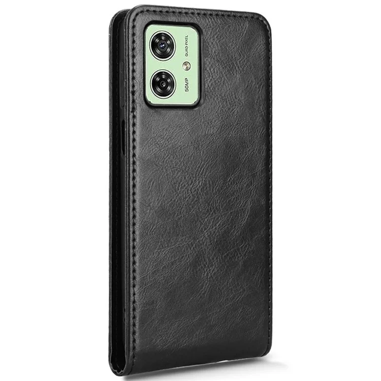 Lederhülle für Motorola Moto G54 5G / G54 Power 5G / G64 5G / G64y 5G Magnetische vertikale Klapphülle mit Kartenfach - Schwarz