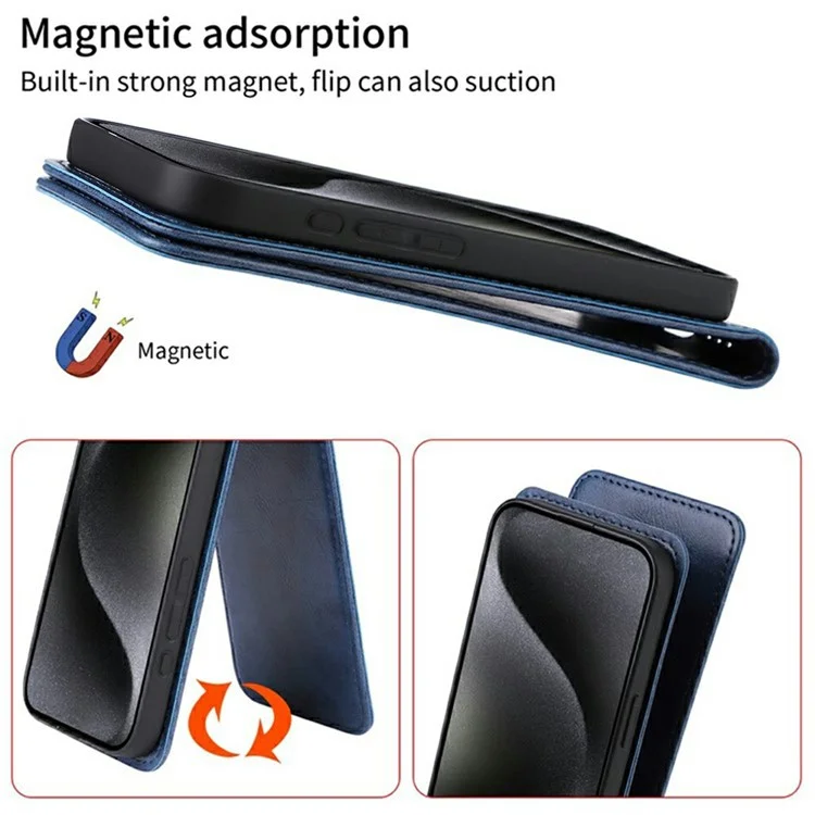 Lederhülle für Motorola Moto G54 5G / G54 Power 5G / G64 5G / G64y 5G Magnetische vertikale Klapphülle mit Kartenfach - Schwarz