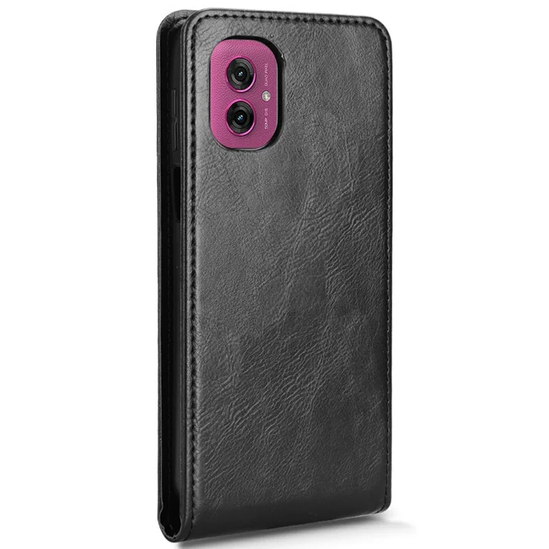 Motorola Moto G55 5G hoesje met kaartslot magnetisch verticaal klapleer telefoonhoes - Zwart