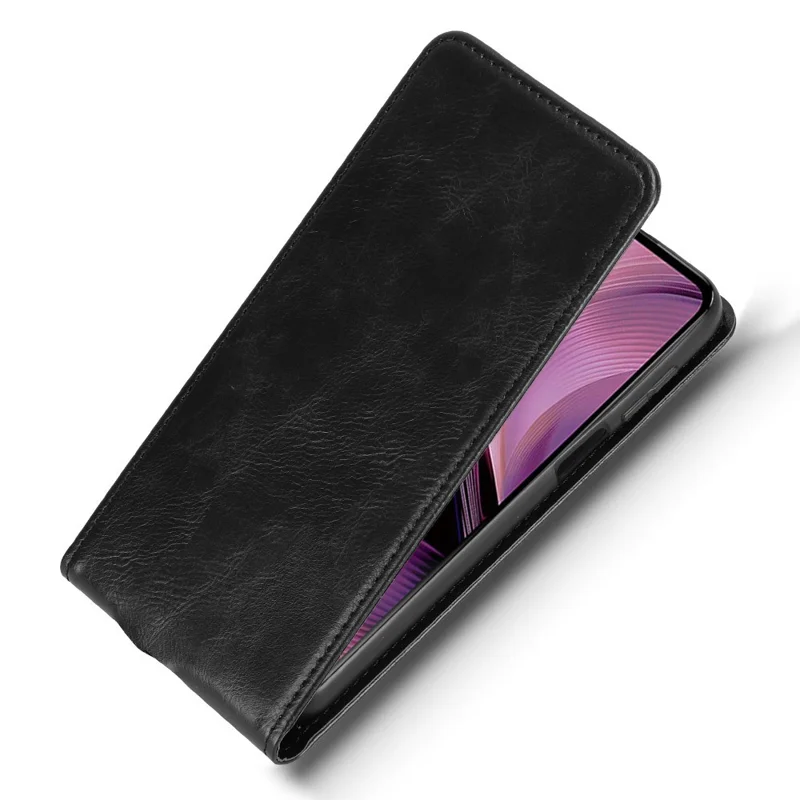 Motorola Moto G55 5G hoesje met kaartslot magnetisch verticaal klapleer telefoonhoes - Zwart