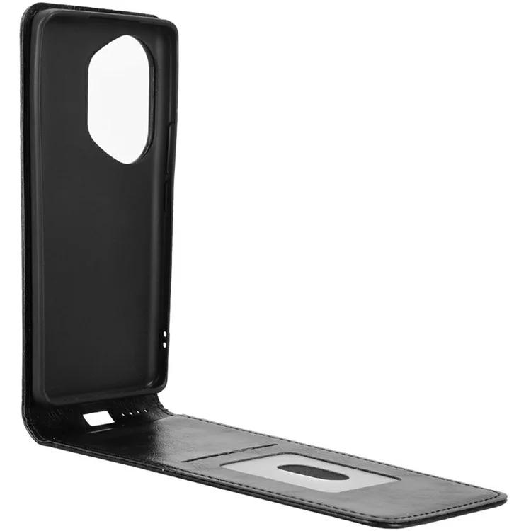 For Honor 300 Pro Hülle mit Kartenfach, magnetischem vertikalem Klappledertelefon-Cover - Schwarz