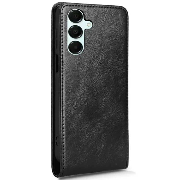 Funda para Samsung Galaxy A25 5G (Global) (161,0 x 76,5 x 8,3 mm) con ranura para tarjeta, tapa magnética vertical de cuero - Negro