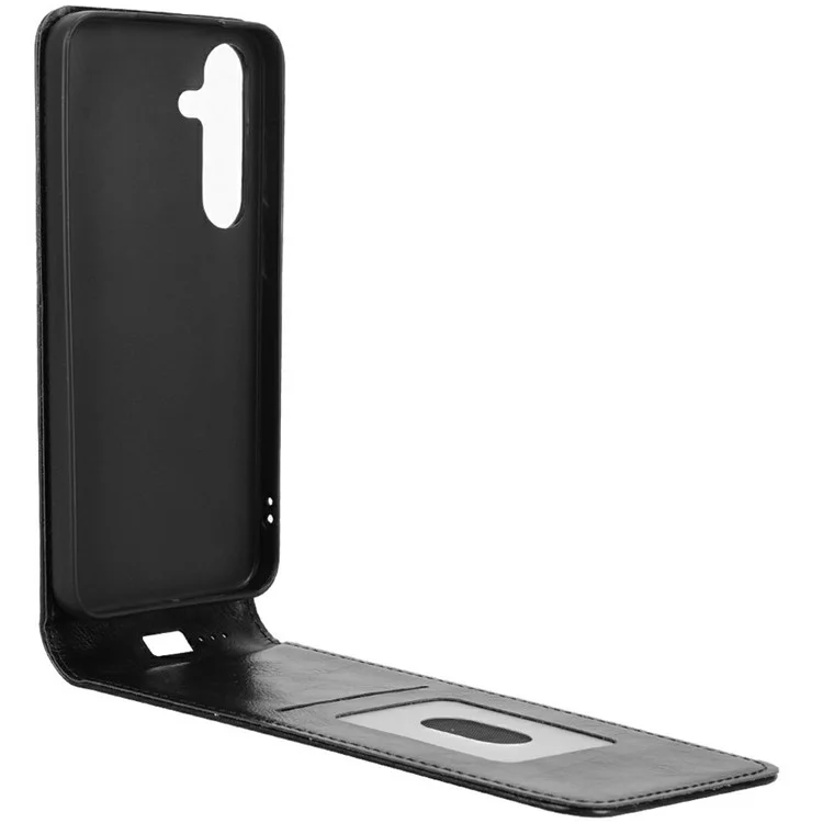 Чехол для Samsung Galaxy S24+ с отделением для карт, магнитный вертикальный флип, кожаный - черный