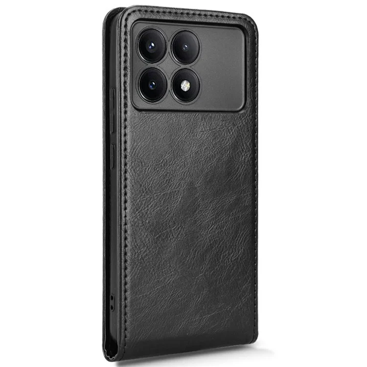 Custodia in pelle per Xiaomi Poco F6 Pro 5G / Redmi K70 5G / Redmi K70 Pro 5G Custodia magnetica verticale a portafoglio con slot per schede - Nero