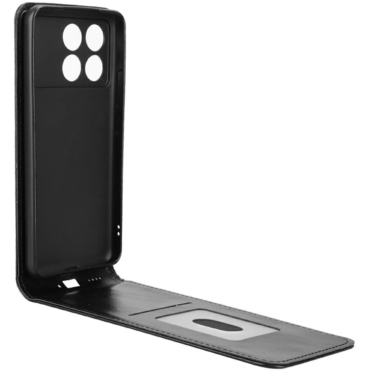 Custodia in pelle per Xiaomi Poco F6 Pro 5G / Redmi K70 5G / Redmi K70 Pro 5G Custodia magnetica verticale a portafoglio con slot per schede - Nero