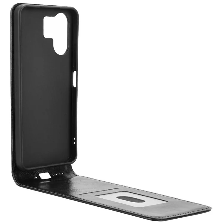 Funda de cuero para Xiaomi Redmi 13C 5G / 4G / 13R 5G / Poco C65 4G / Poco M6 5G Tapa de teléfono vertical magnética con ranura para tarjeta - Negro