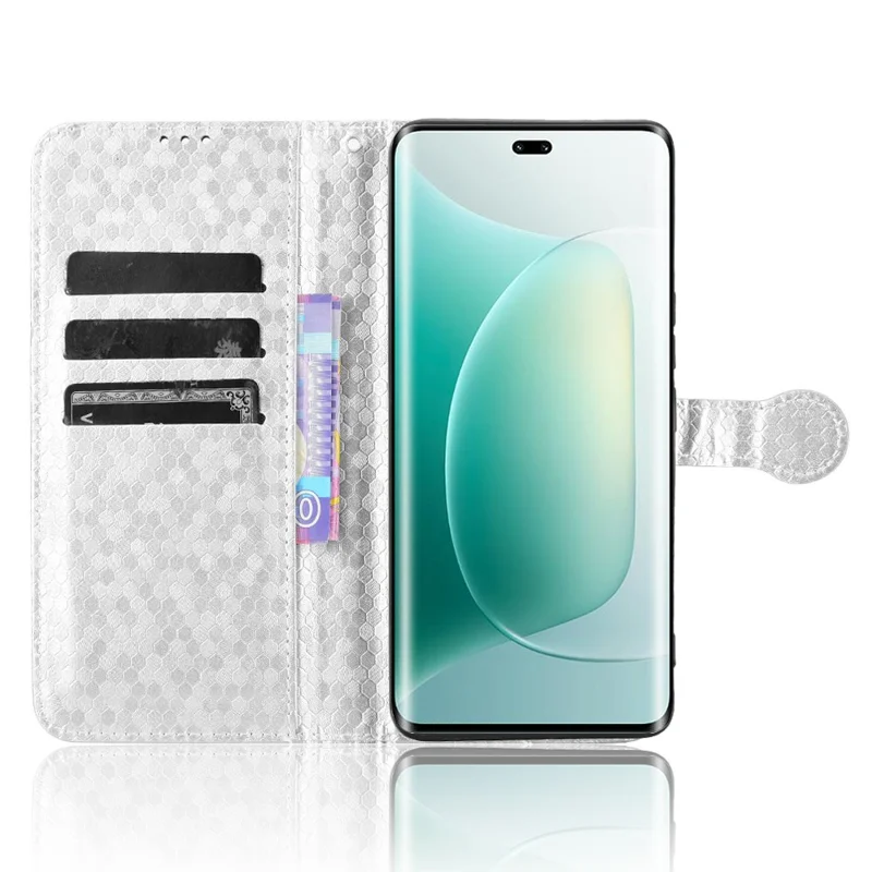 For Honor 300 Pro Wallet Case Dot Pattern Imprint PU Leather Phone Cover - Silver