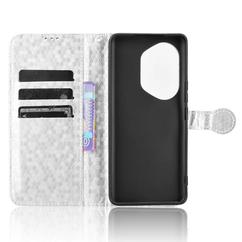 For Honor 300 Pro Wallet Case Dot Pattern Imprint PU Leather Phone Cover - Silver