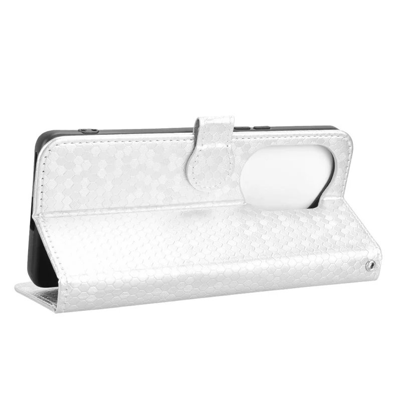 For Honor 300 Pro Wallet Case Dot Pattern Imprint PU Leather Phone Cover - Silver