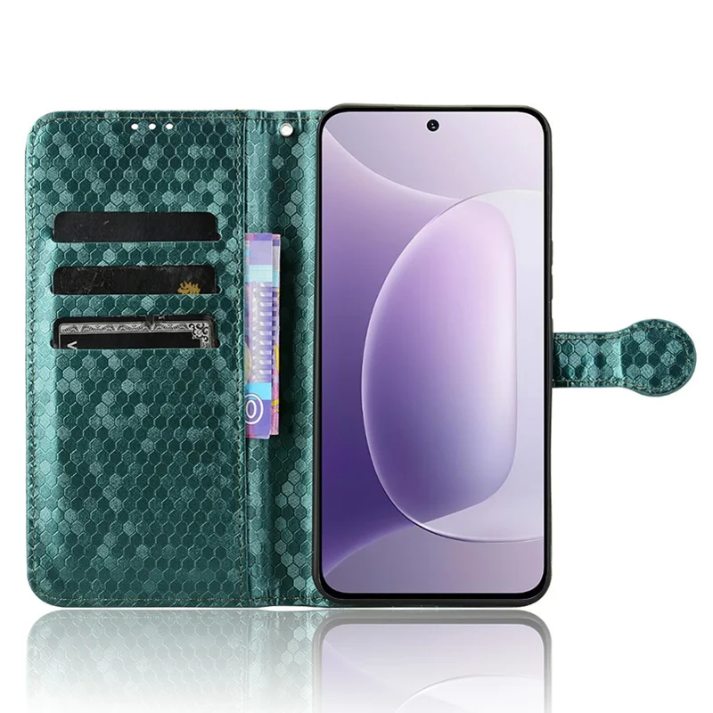 For Honor 300 Wallet Case Dot Pattern Imprint PU Leather Phone Cover - Green