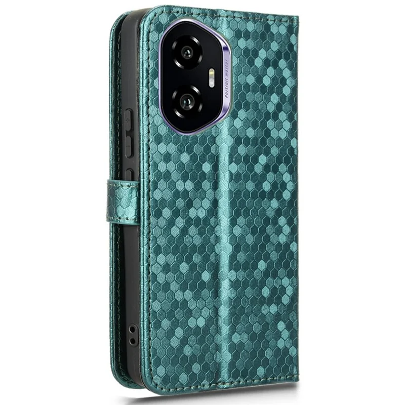 For Honor 300 Wallet Case Dot Pattern Imprint PU Leather Phone Cover - Green