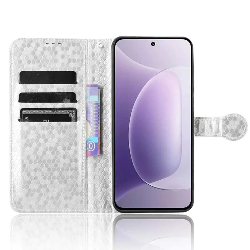 For Honor 300 Wallet Case Dot Pattern Imprint PU Leather Phone Cover - Silver