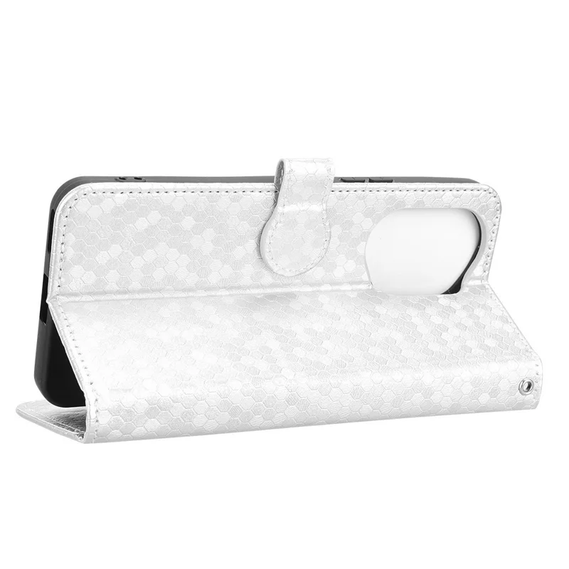 For Honor 300 Wallet Case Dot Pattern Imprint PU Leather Phone Cover - Silver