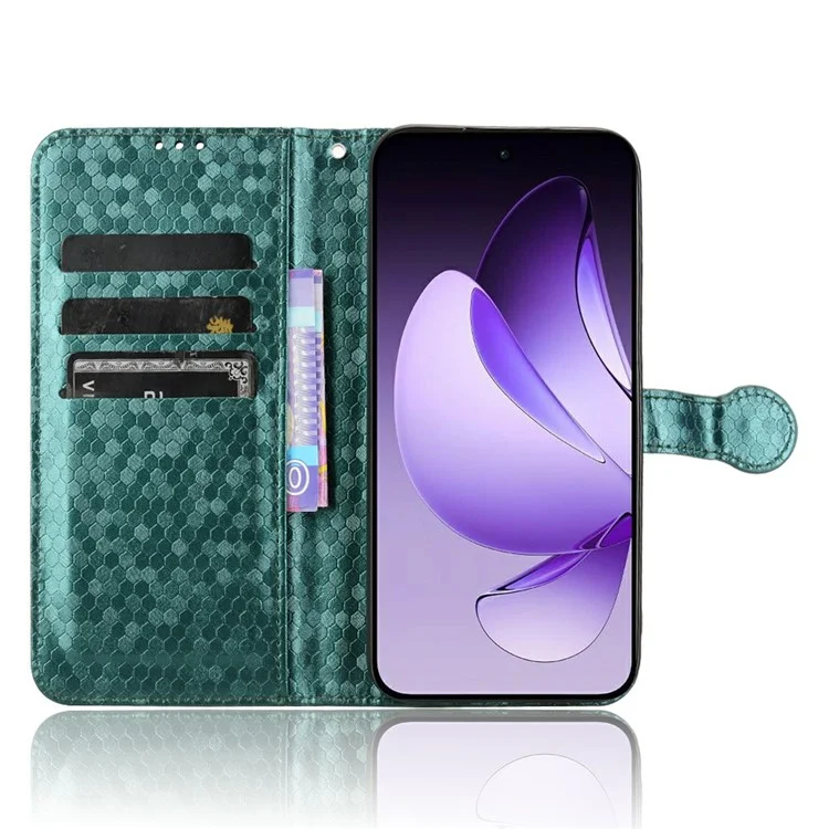 Für Oppo Reno13 5G (Global) Wallet Case Gepunktetes Muster Prägung PU-Leder Handyhülle - Grün