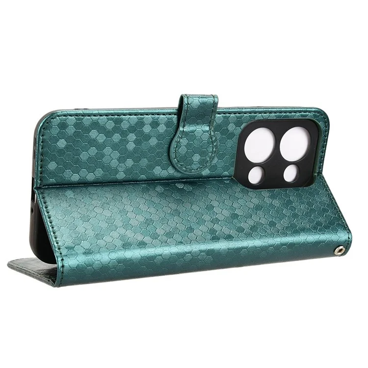 Für Oppo Reno13 5G (Global) Wallet Case Gepunktetes Muster Prägung PU-Leder Handyhülle - Grün