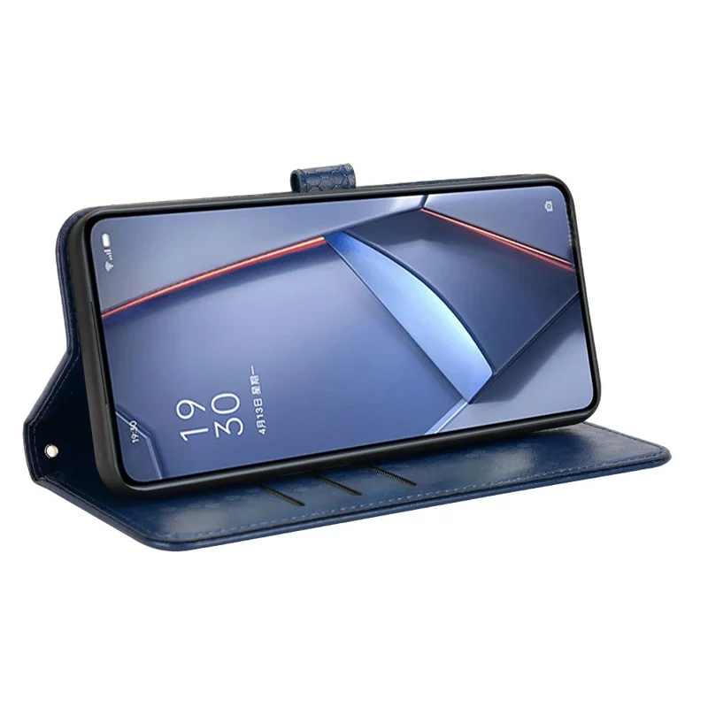 For Motorola Moto G17 Power 4G / G17 4G / G15 4G / G15 Power 4G Wallet Case Dot Pattern Imprint PU Leather Phone Cover - Dark Blue